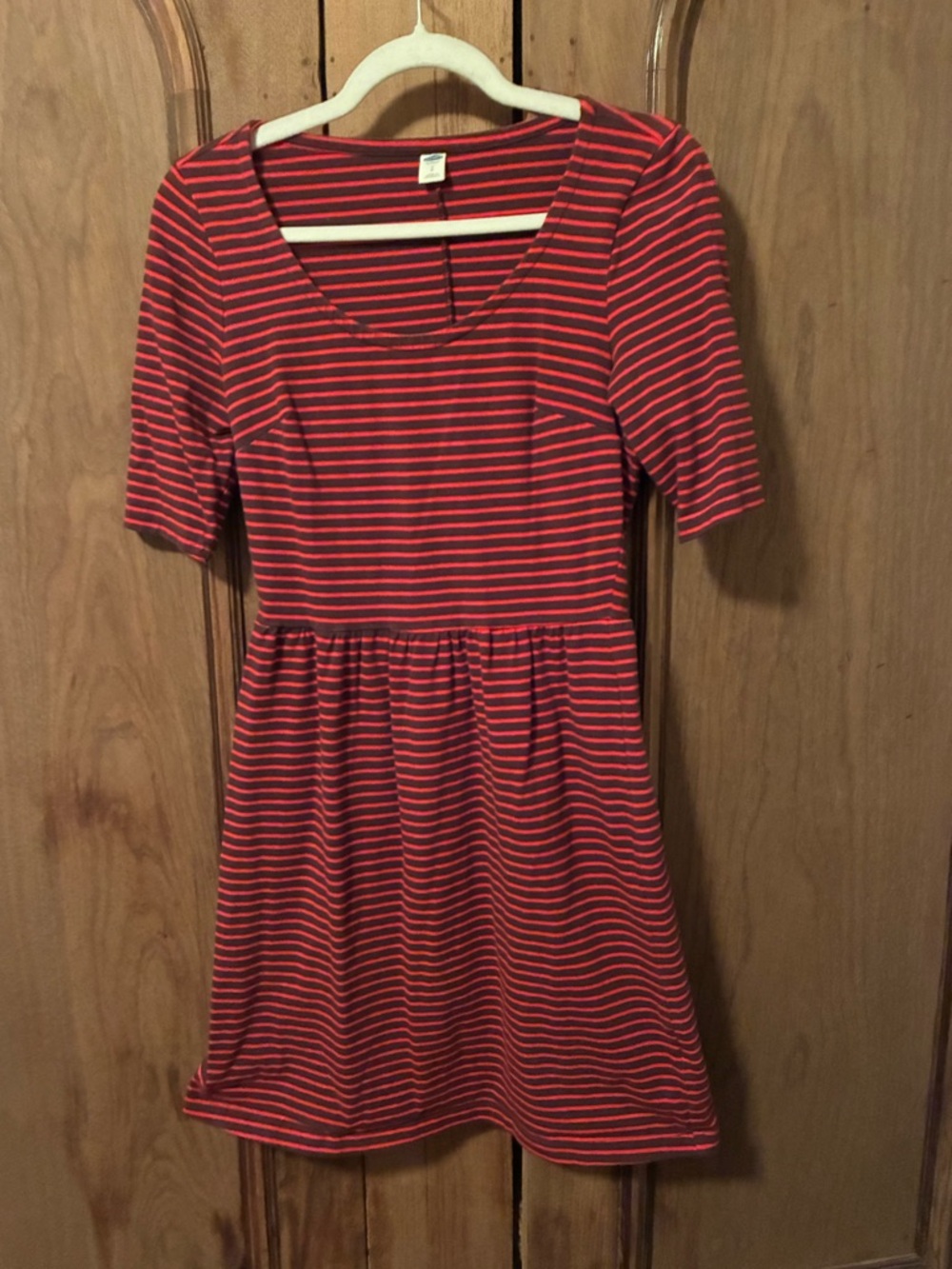 Old Navy Red and Navy Striped Short Sleeve Mini Dress